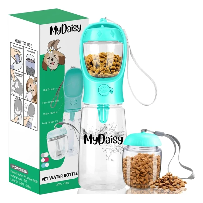 Bebedero portátil MyDaisy para perro con comedero y envase de comida - 550ml