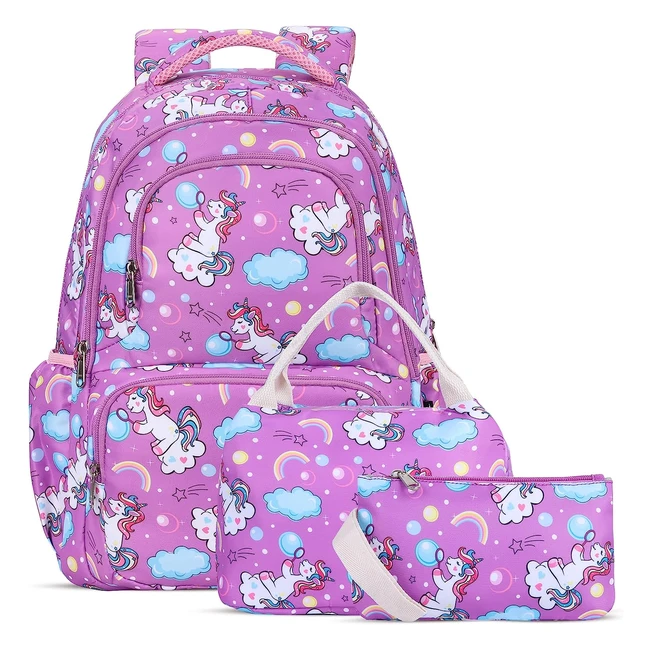 Samit School Bag Unicorn Backpack for Girls | 3-in-1 Set