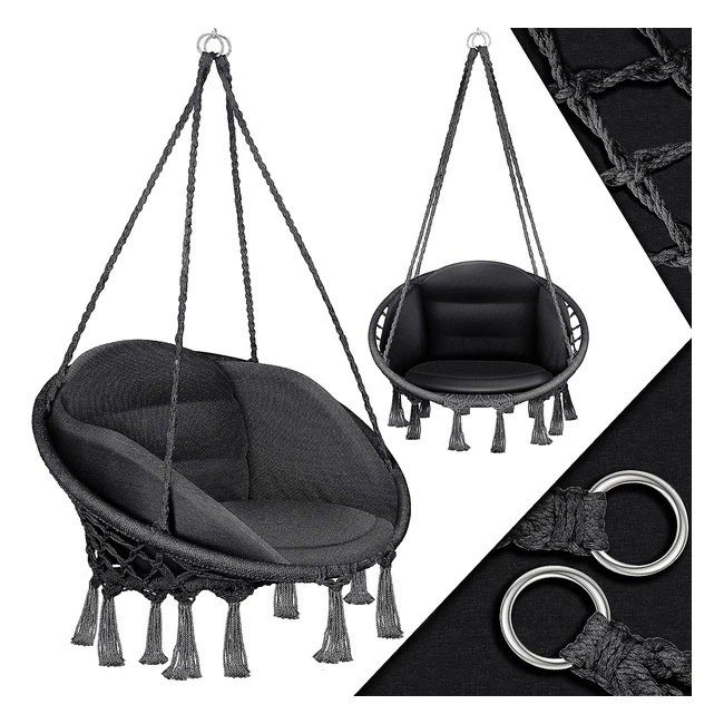 Fauteuil suspendu Kesser avec coussin - Chaise relaxante pour adultes et enfants - Charge max 150kg