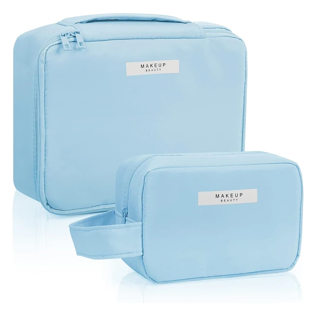 Portable Makeup Organizer Bag for Women - Waterproof  Spacious - 2pcs Set
