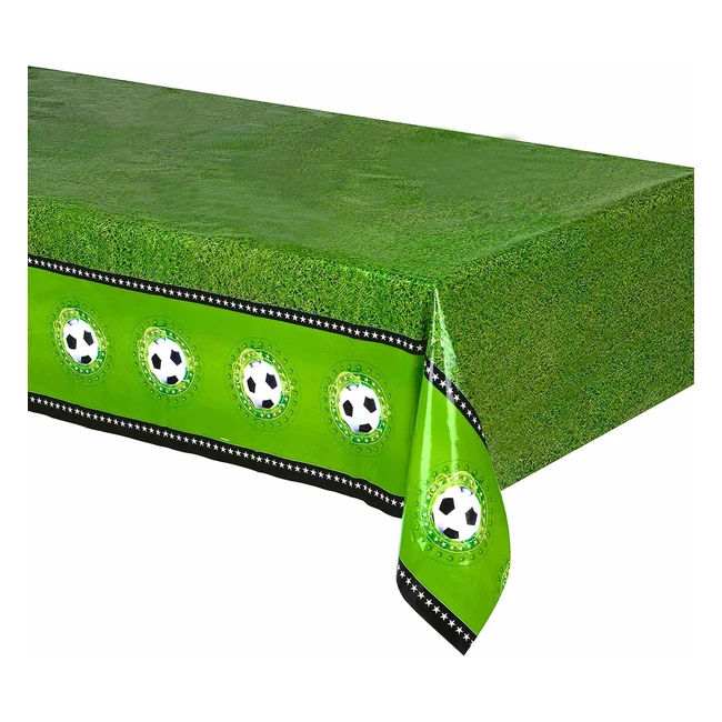 Mantel de plástico FOLAT 130x180 cm - Diseño fútbol - Verde, blanco y negro