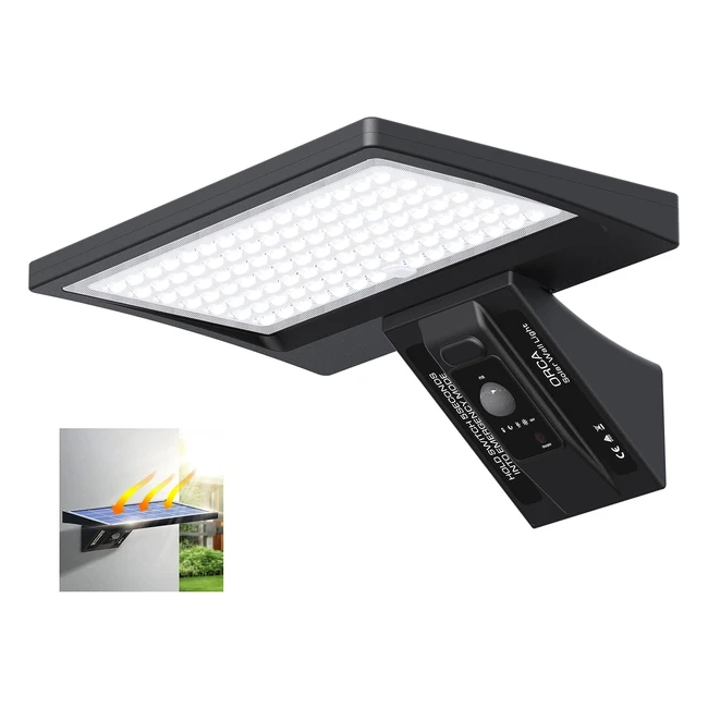 Lampe Solaire Extérieur 5200mAh 1200lm 104LEDs - Éclairage Extérieur Solaire avec Détecteur de Mouvement - Sécurité et Éclairage Mural