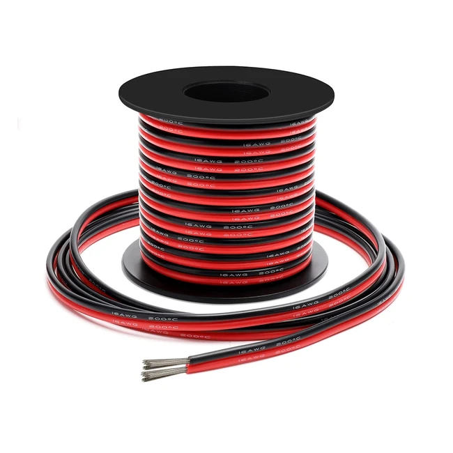 Coomoors 18 Gauge Silicone Wire - 20m BlackRed High Temperature Resistance
