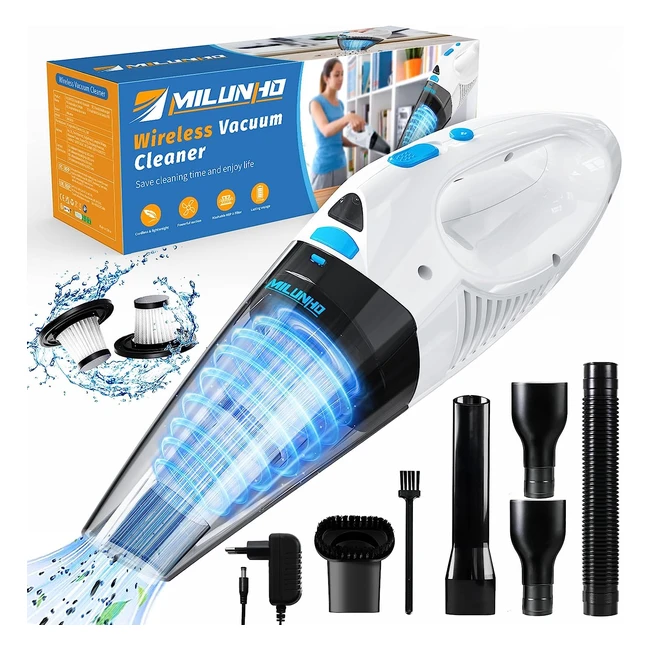 Aspirateur à main Milunho 8000pa pour voiture - Sans fil, portable, avec lampe LED