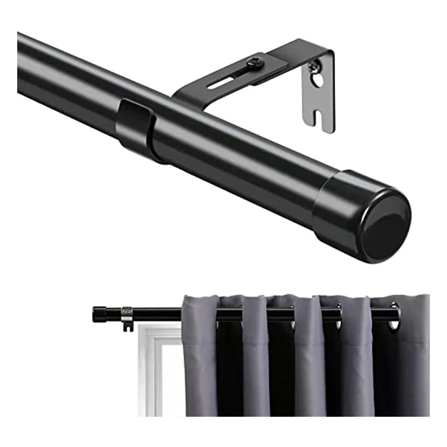 Tringle Rideaux Extensible 76198 cm - Acier Inoxydable - Décoratif pour Salon Noir