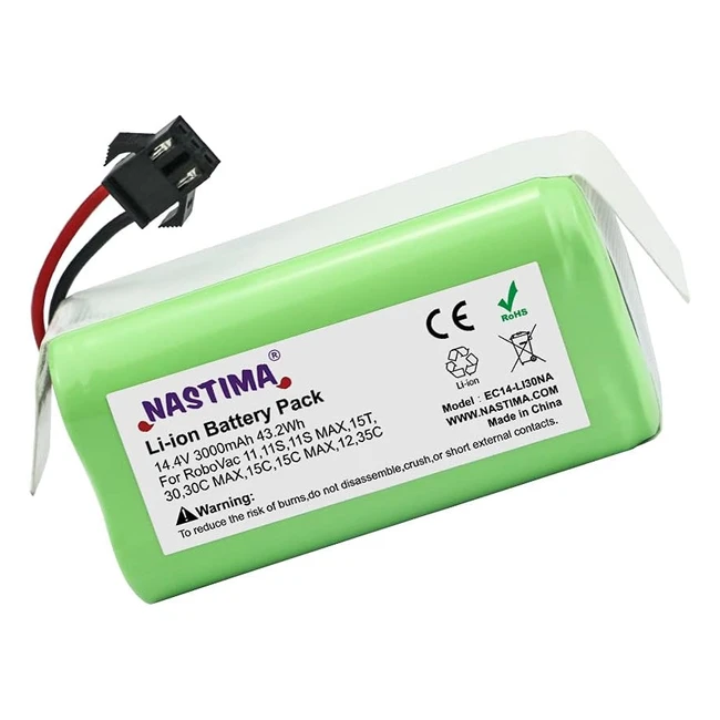 Batteria Nastima 144V 3000mAh Li-ion Compatibile con Ikohs Netbot S14 S15 Lefant T700 Ecovacs Deebot N79 N79S DN622 Eufy Robovac 11 11S 30 35C Conga 990 1090 1790