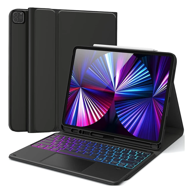 Clavier rétroéclairé DIY 7 couleurs pour iPad Pro 12.9 6e génération - Sans fil - Azerty Noir