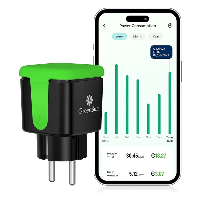 Prise étanche connectée Greensun IP44 - Contrôle app Vesync - Alexa - Compteur d'énergie