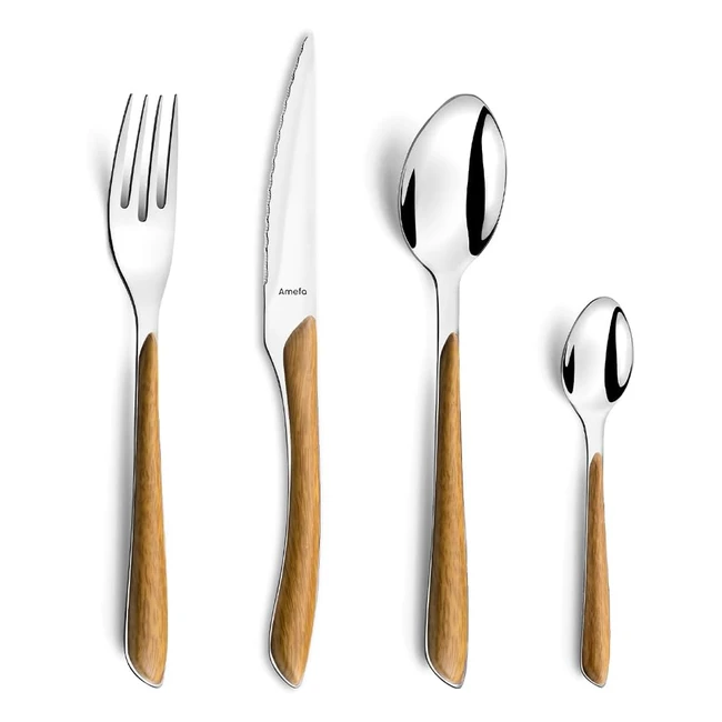 Set de 24 cubiertos Amefa Eclat, mango de madera, referencia 14825cm