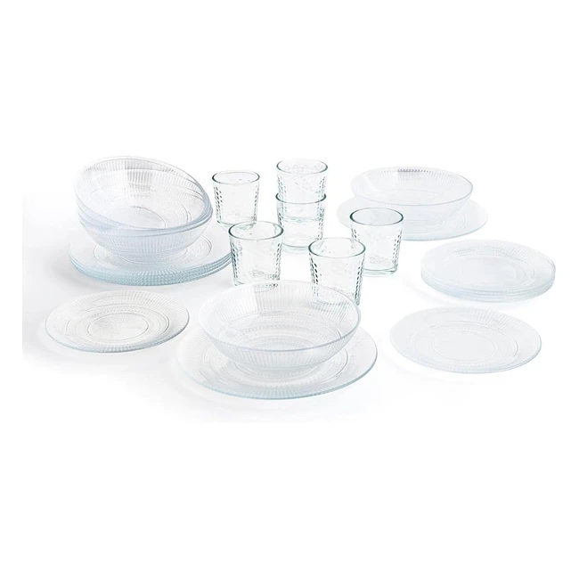 Vajilla Luminarc Moderna para 6 Personas - 18 Piezas - Set de 6 Vasos de Vidrio 26cl