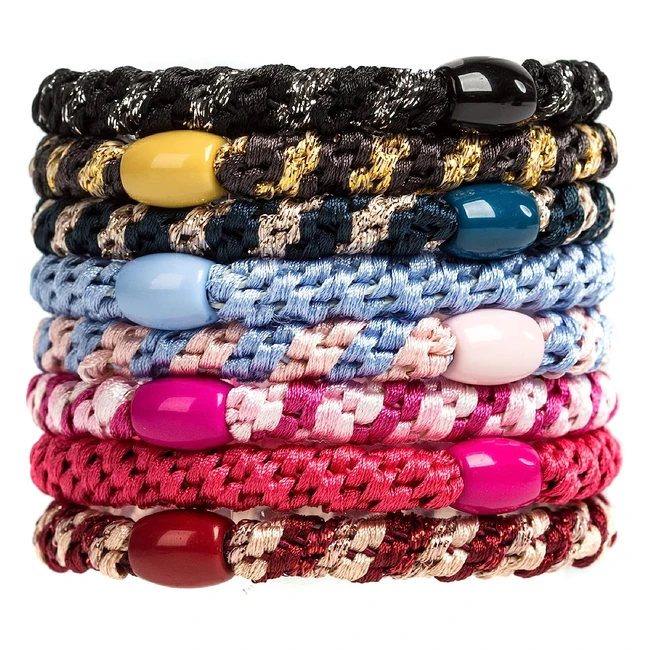Axen 8pcs Elastic Hair Tie for Women Girls Cotton Bands Soft Woven Ponytail Hold