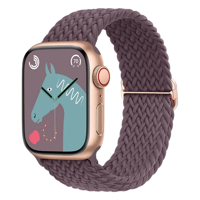 Yoohoo Braided Solo Loop Compatible with Apple Watch Straps - Elastic Adjustable Replacement Band for Women Men - Series 8 7 6 5 4 3 2 1