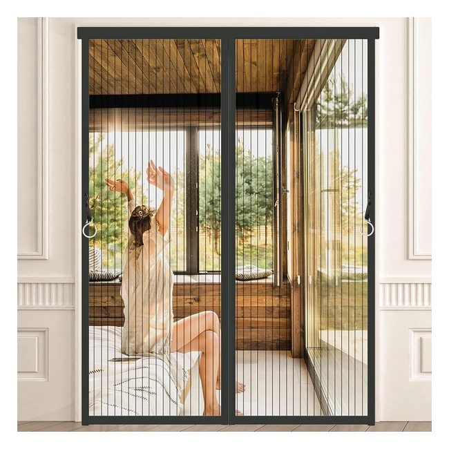 Mosquitera Puerta Magnética 140x240 Negro - Cierre Automático - Antiinsectos - Cortina con Imanes