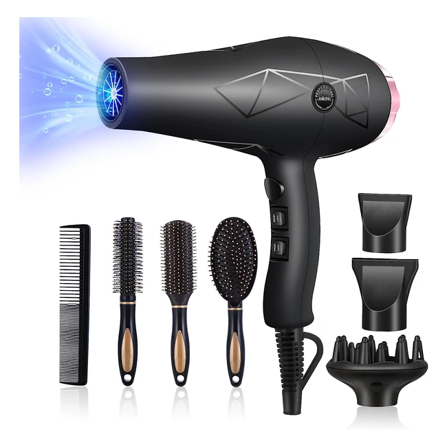 Sèche-cheveux professionnel Jolichic 2400W - Séchage rapide, ionique, AC moteur - 2 vitesses, 3 réglages de chauffage