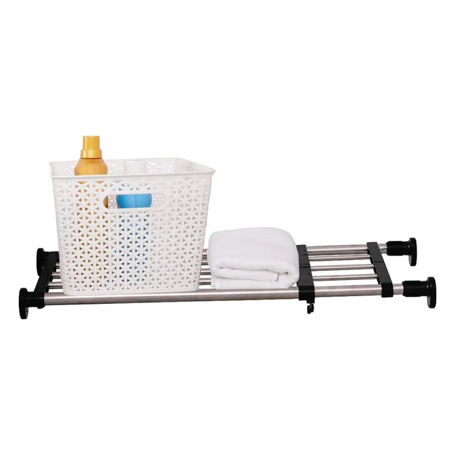 Hershii Expandable Closet Tension Shelf Rod - Adjustable Metal Storage Rack - Bl