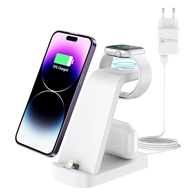Station de charge Apple pour iPhone 14131211promaxxsxrx8765plus + chargeur Apple Watch 8ultra76se54321 + chargeur iPhone for AirPods23propro2