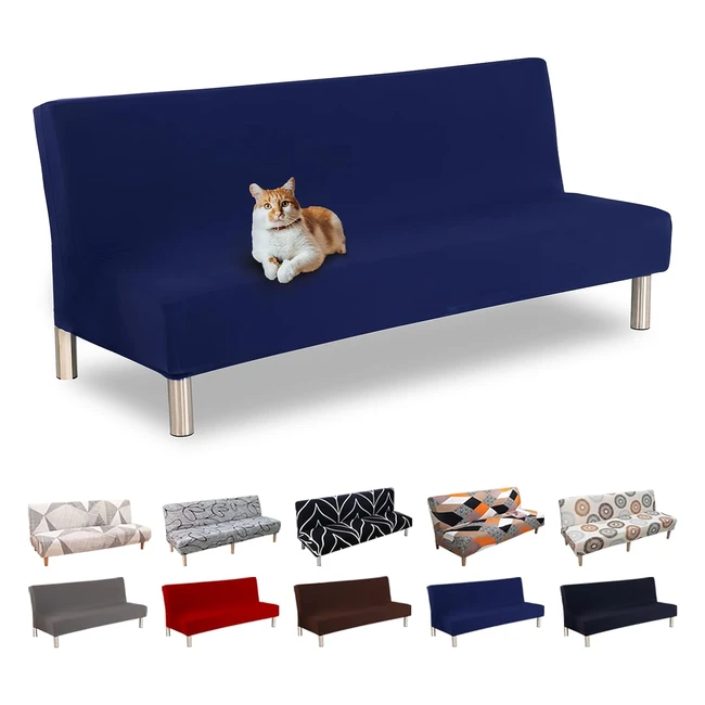 Funda de Sofá sin Brazos Lydevo - Ajustable y Antideslizante - Protector de Sofá Cama Plegable - Azul Marino