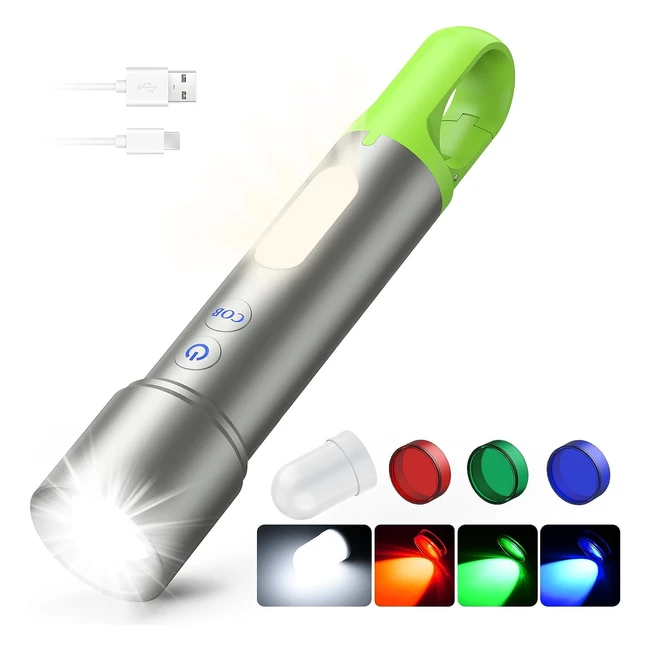 Lampe Torche LED Rechargeable 2000lm - Ultra Puissante, Zoomable, 9 Modes d'éclairage - IP65 Étanche
