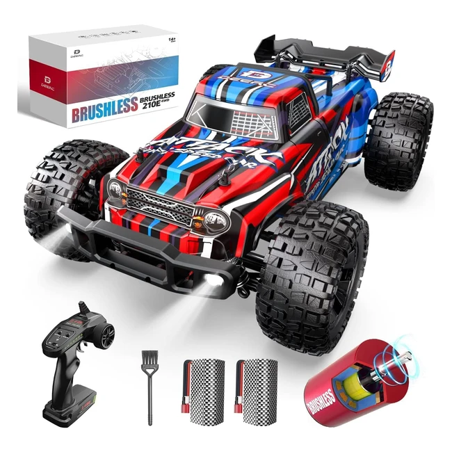 Deerc 110 Scale Fast Brushless RC Car for Adults 4WD - High Speed RC Monster Truck