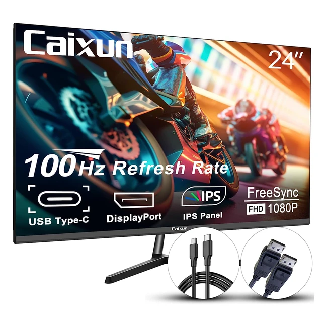 Caixun 24 Zoll Monitor 100Hz IPS Gaming Monitor USB C Monitor PC Bildschirm mit 