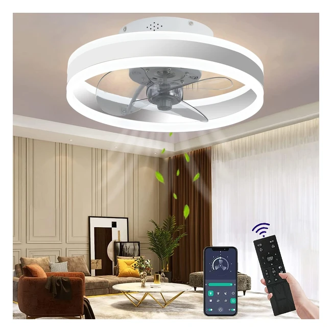 Wildcat Ceiling Fans with Lights - Modern LED, Remote Control, Timer - White, 40 cm