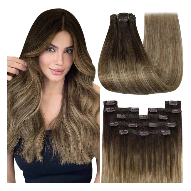 Extension Cheveux Naturel Clip Marron Ombre 14 Pouces - Jeunesse