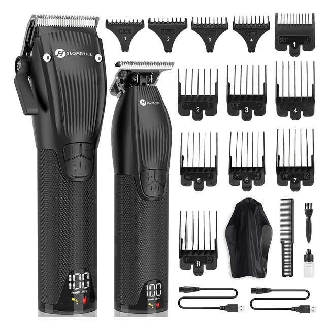 Tondeuse Cheveux Hommes Professionnelle - Kit Barbe Slopehill Sans Fil - Lame Précise - 5 Vitesses - Tondeuse de Finition