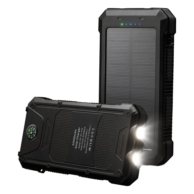 Power Bank Solare XDragon 24000mAh - Ricarica Rapida - iPhone Samsung - Campeggio Escursionismo