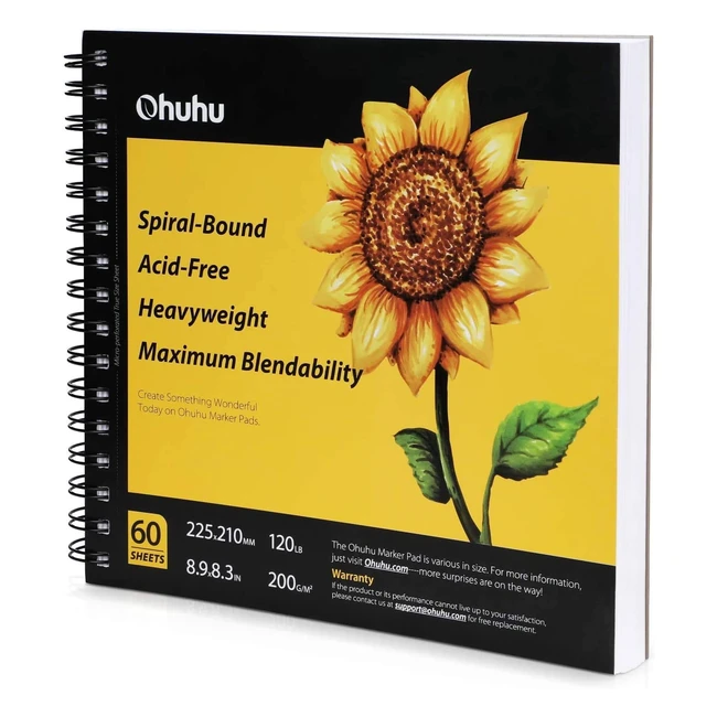 Cuaderno de dibujo artístico Ohuhu 200gsm 60 hojas 225x21cm