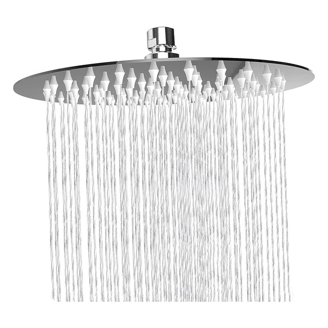 8 inch Rain Shower Head - Katezon Bathroom Shower Head - 304 Stainless Steel - Swivel Spray Angle - Voluptuous Shower Experience - Universal Wall and Ceiling Mount - Chrome Finish