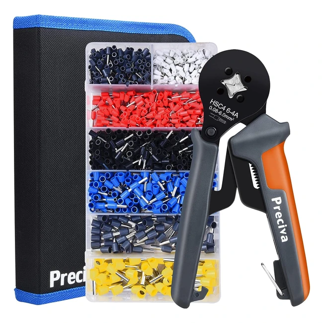 Preciva Ferrule Crimper Plier Kit AWG28 1-10mm | Crimping Tool with 1200 Wire Terminal Crimp Connectors