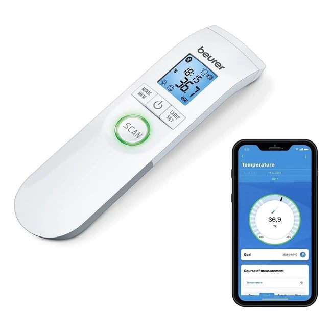 Beurer FT 95 Termometro Bluetooth senza Contatto - Monitoraggio Facile dei Dati su Smartphone