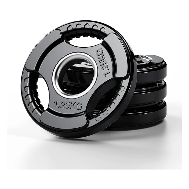 Physkcal Olympic Weight Plates with Rubber Finish - Solid Cast Iron Core - Barbell 125kg 20kg