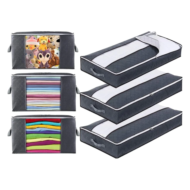 Yocole 6pcs Scatole Armadio Salvaspazio 90l con Finestra Trasparente e Manici Non Tessuto