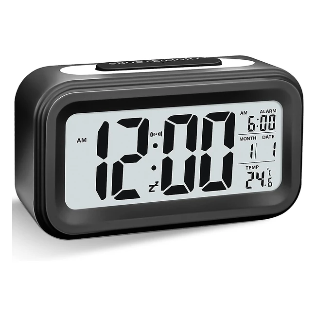 Réveil Numérique Larkumio avec Gros Chiffres - LED Lumineux - Silencieux - Alarme de Voyage - Noir
