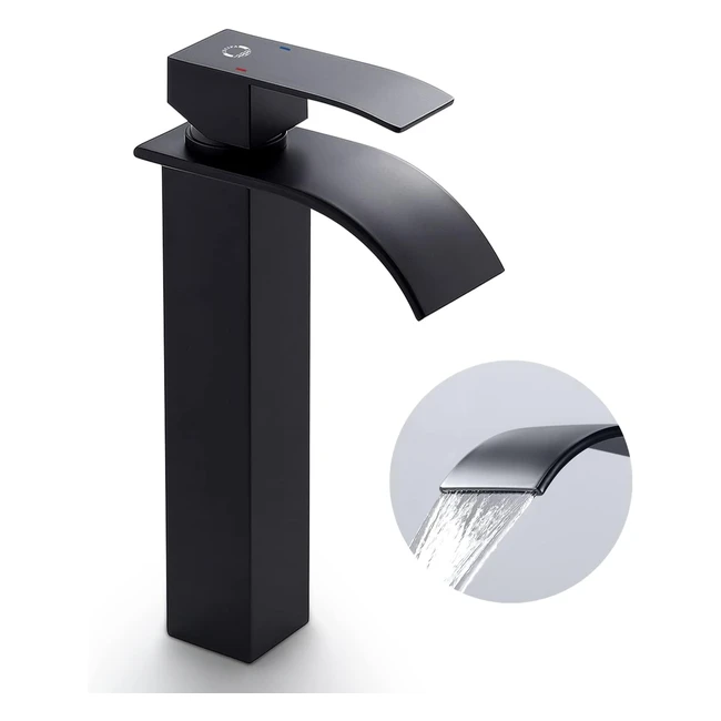 CECIPA Hoch Wasserfall Wasserhahn Bad Schwarz Waschtischarmatur Edelstahl H185mm