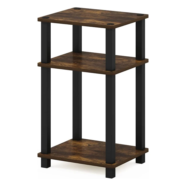 Furinno End Table Amber Pine/Black 1-Pack - Durable, Space-Saving Design