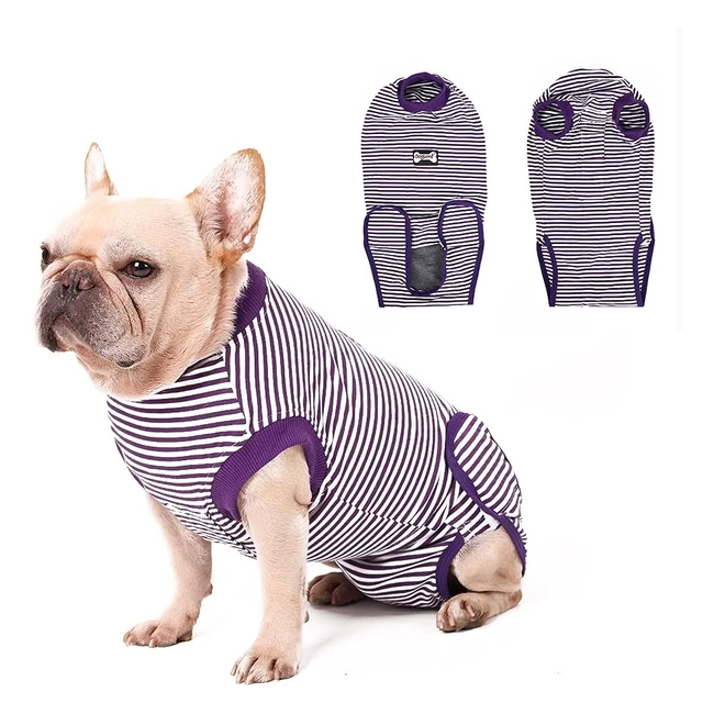 Vanansa Dog Onesie for Surgery - Recovery Suit for MaleFemale Dogs - Striped Pu