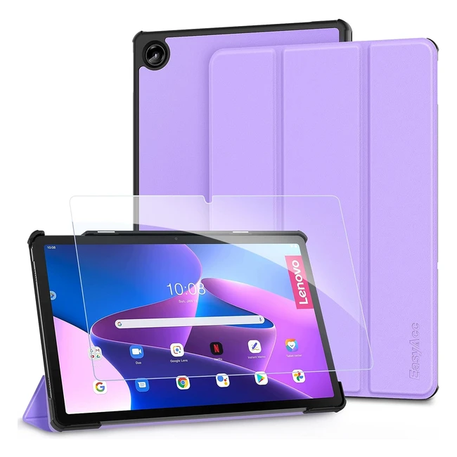 Cover Custodia EasyAcc per Lenovo Tab M10 Plus 3rd Gen 106 Pollici 2022 + Pellicola Protettiva Vetro Temperato - Lavanda