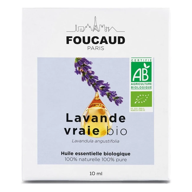 Foucaud Olio Essenziale di Lavanda Vera - Lenitivo, Rigenerante - 100% Naturale - Roll On Incluso - 10ml