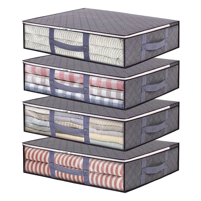 ¡Organiza tus pertenencias con las bolsas de almacenamiento Vieshful! 4 paquete, 40L, con manijas transparentes reforzadas