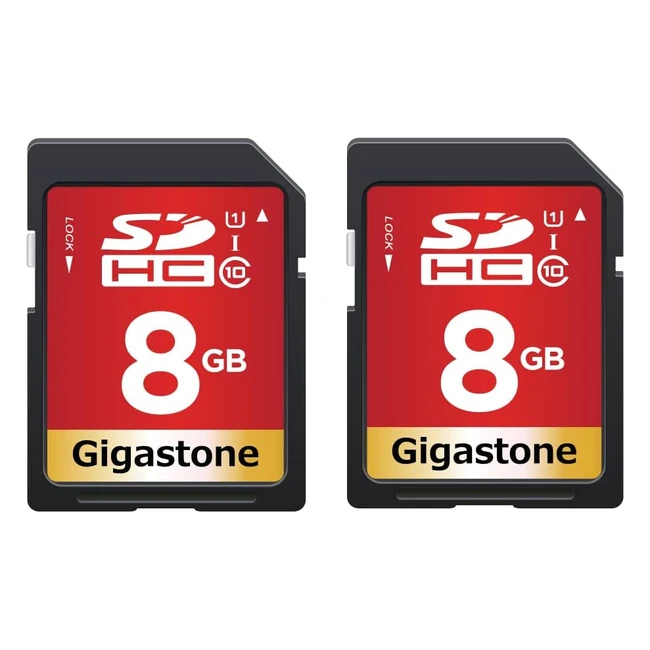 Gigastone Scheda SD 8GB Set da 2 - Velocit di Lettura Fino a 80 MBsec - Class