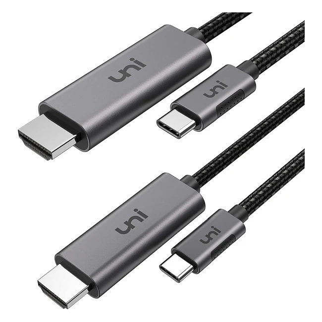 uni 2 Pack USB C to HDMI Cable 4K60Hz 6ft - Thunderbolt 3 Compatible - MacBook Pro, iPad Pro, Surface Book