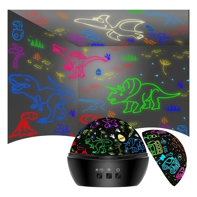 Luz Nocturna Infantil Dinosaurios - Proyector de Estrellas - Juguetes Niños 1-7 años