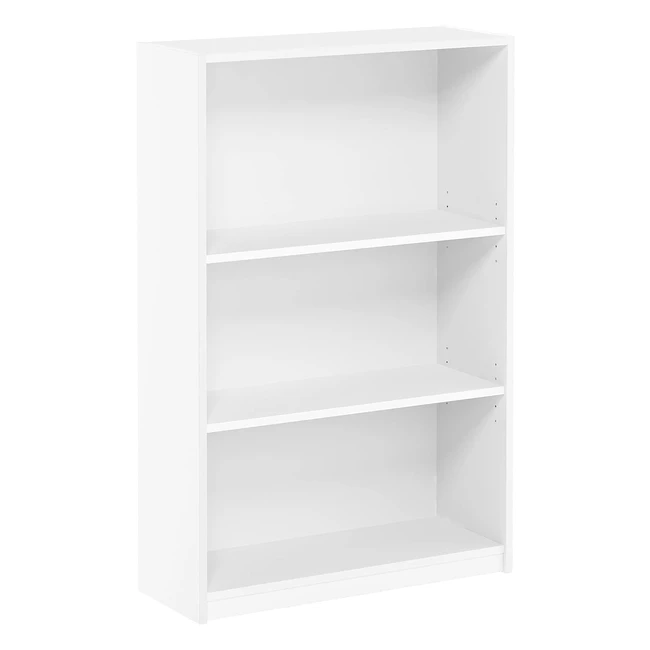 Furinno Jaya Simple Home 3-Tier Adjustable Shelf Bookcase - White | Space-saving | Durable