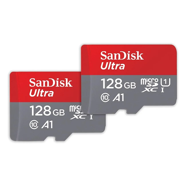 SanDisk 128GB Ultra microSDXC Card with SD Adapter - Up to 140MB/s - A1 App Performance - UHS-I Class 10 U1 - Twin Pack