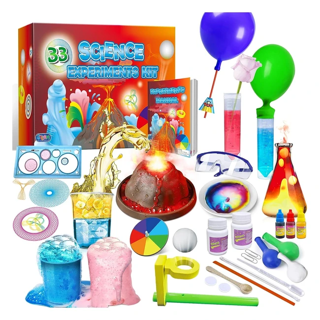 Unglinga 33 Experiments Science Kit - STEM Learning Educational Toys for Kids Age 4-10 - Chemistry Set with Volcano Erupting