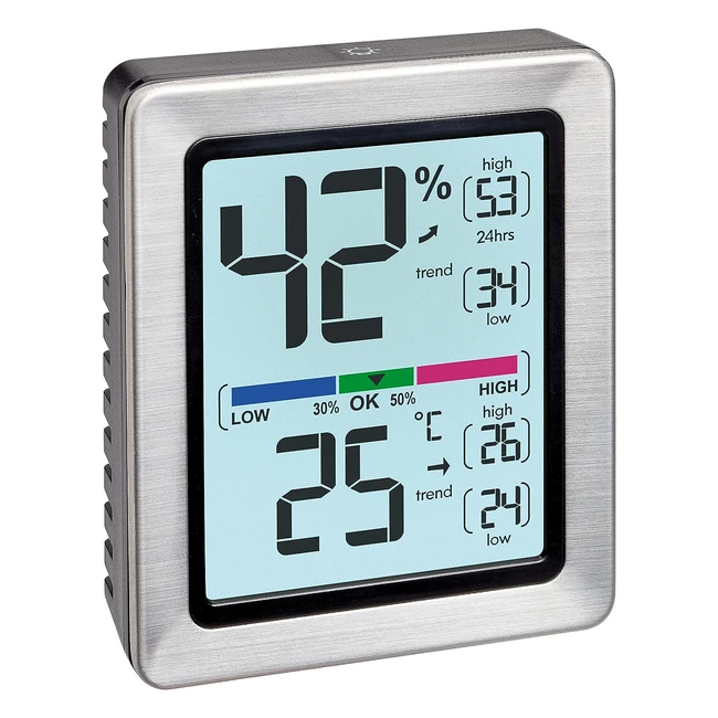 Termoigrometro digitale TFA Dostmann Exacto 30504754 - Misura temperatura e umidità - Retroilluminazione - Colore argento