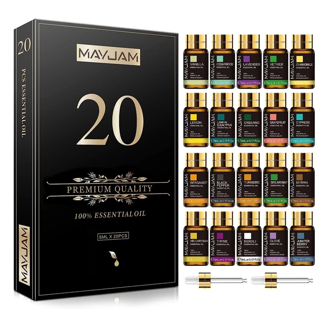 Mayjam Juego de Aceites Esenciales 20 Piezas - 100% Naturales Puros - Fragancias para Aromaterapia