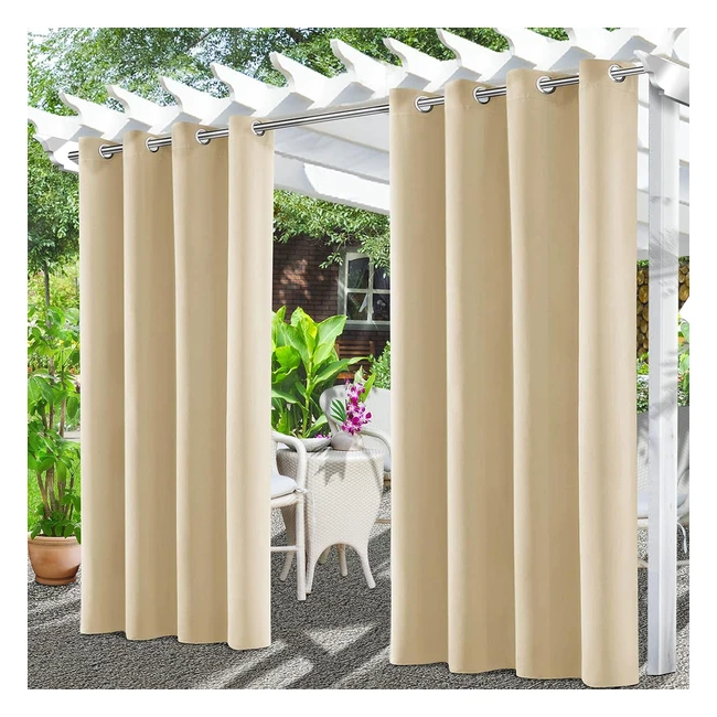 Rideau extérieur imperméable pour pergola - TGKODDO - Réf. 132215 - Beige